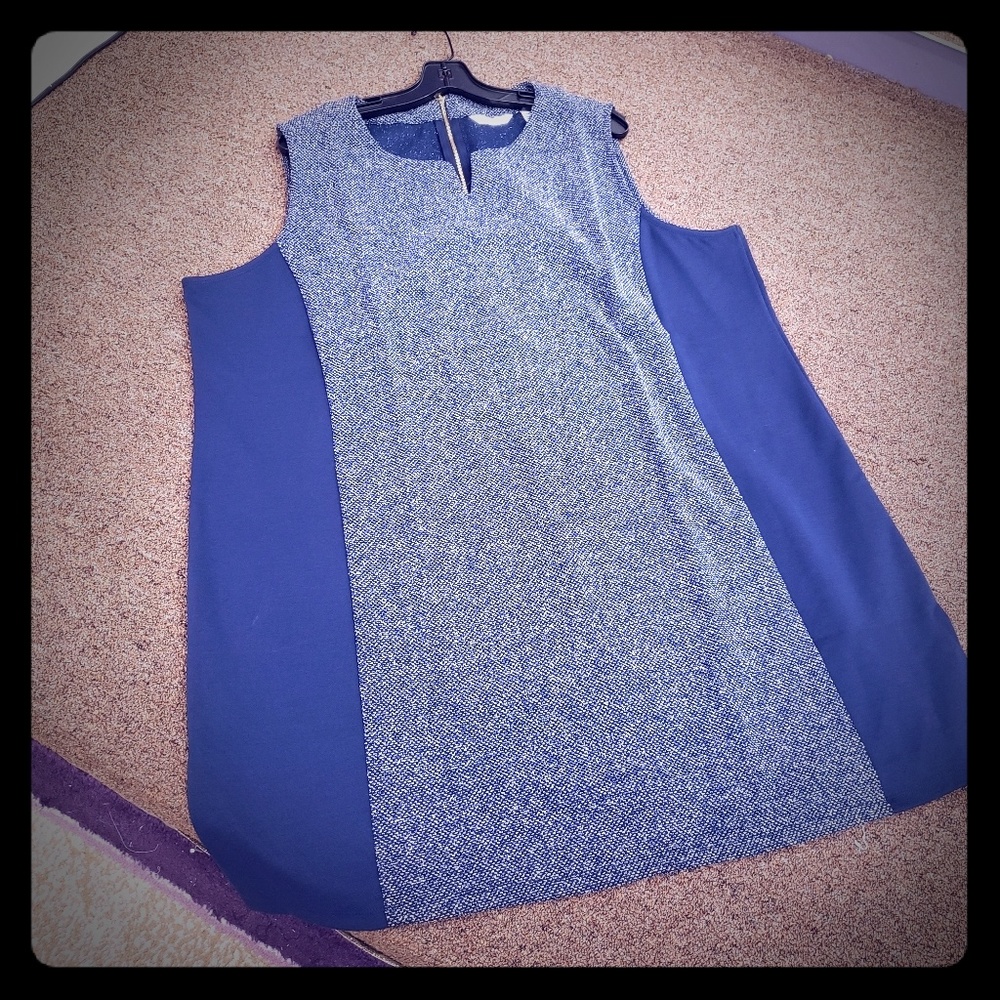 Navy and white sleeveless  dress
